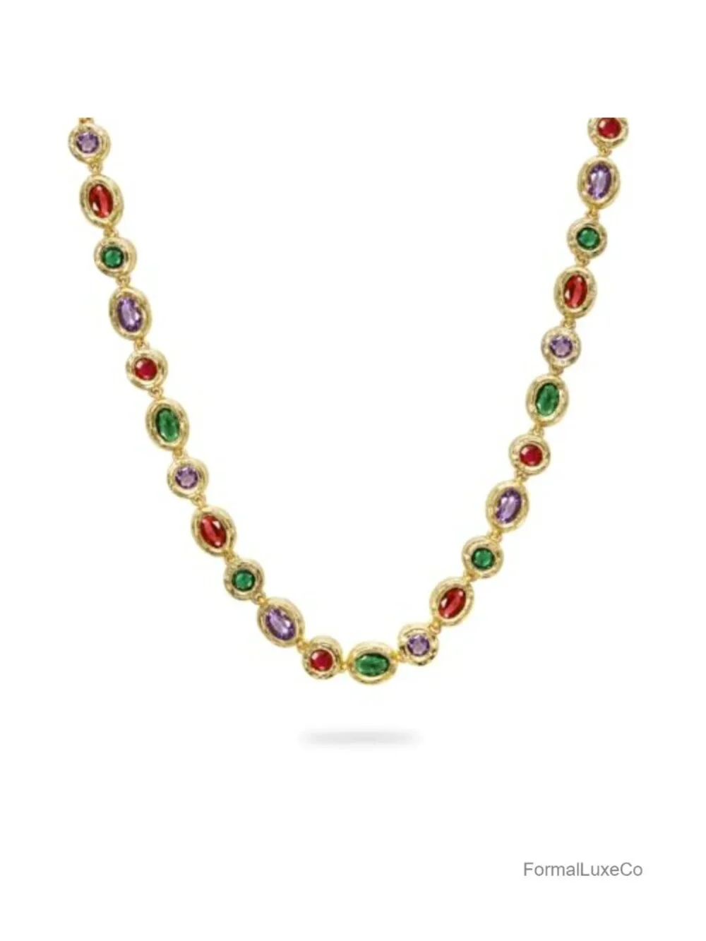 18K Gold Plated Multicolor Gemstone Statement Necklace for Women